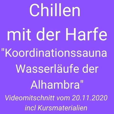 Erweiterte Dreiklänge, Übestrategien für die Koordination der Hände, Rhythmustraining, Notenblatt mit Erläuterungen, Playalongs Wasserläufe der Alhambra Kursbild