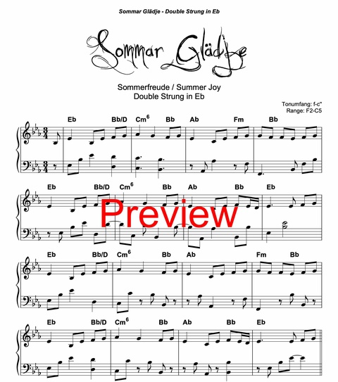 Vorschau Originalfassung für Double Strung in Eb Sommar Glädje Vorschau Double Strung in Eb